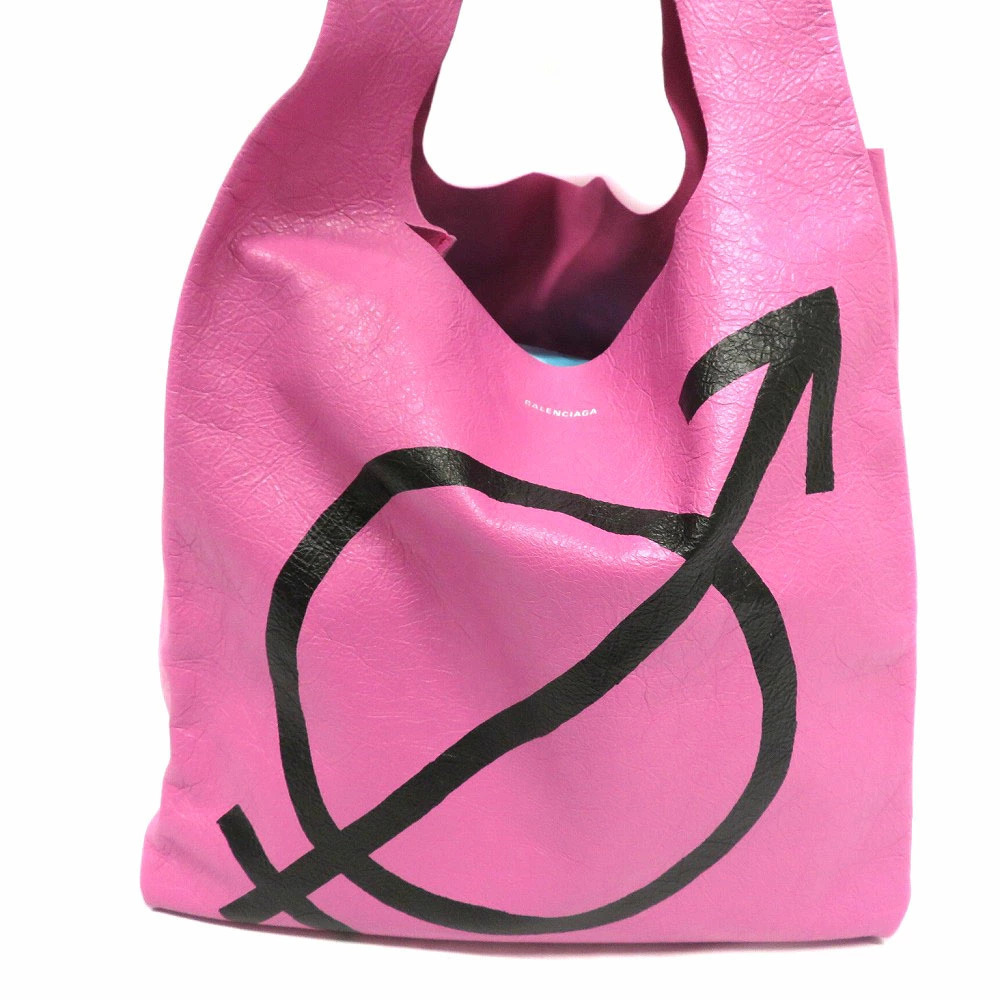 BALENCIAGA Supermarket Shopper Tote Bag Pink Leather